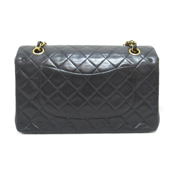 Chanel Shoulder Lambskin Matelasse Chain Flap Double Black Bag - Picture 1 of 10